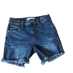KanCan Denim Shorts‎ Womens Medium Blue Wash Distressed Frayed Hem Casual